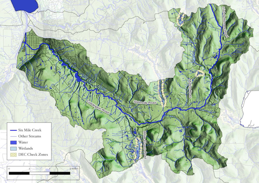 Topographic map of six mile creek 