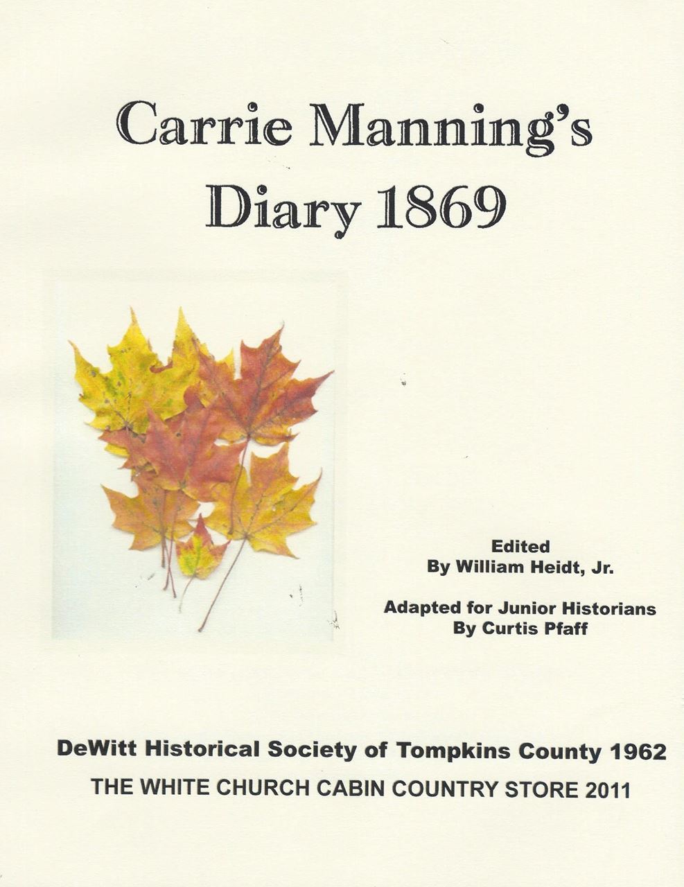 A picture of the cover of Carrie Manning's Diary. 