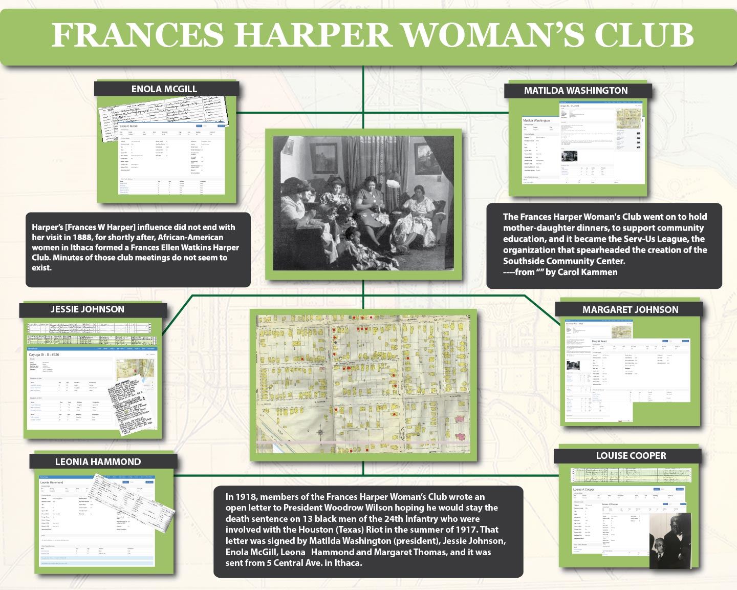Frances Harper Woman's Club flyer with information about the history of the club and significant figures.