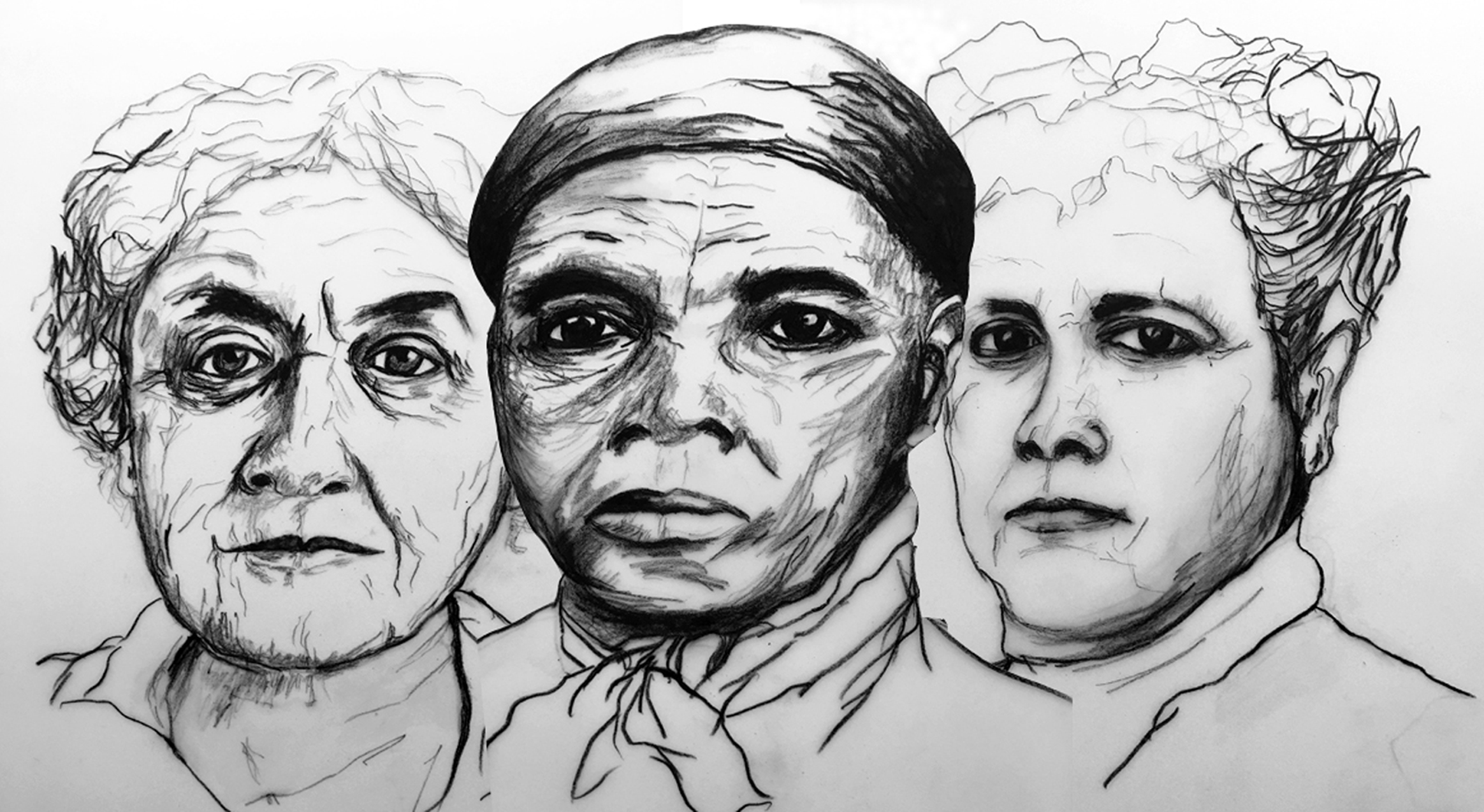 Sketch of three historical women