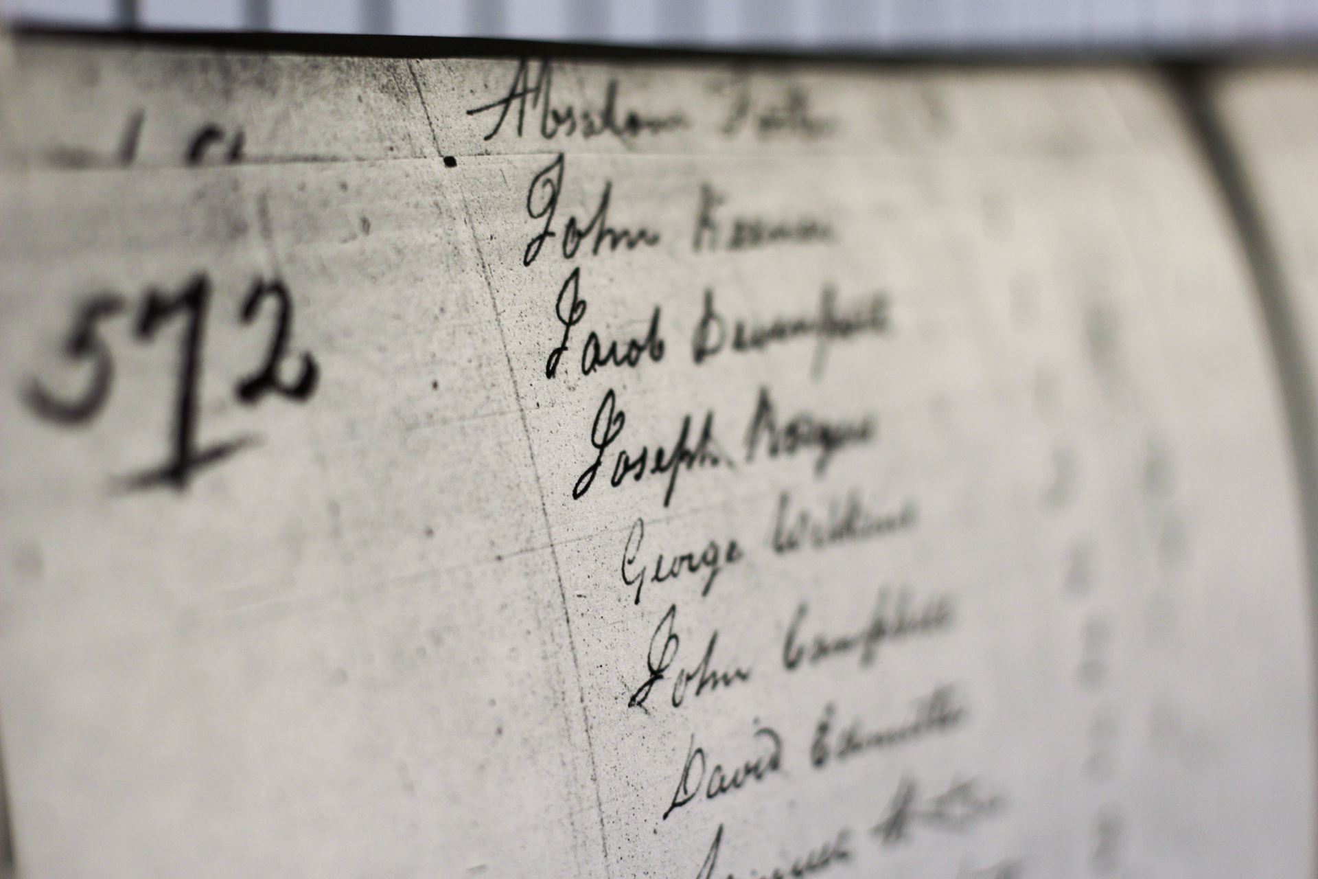 A small rectangular image of a handwritten list of names