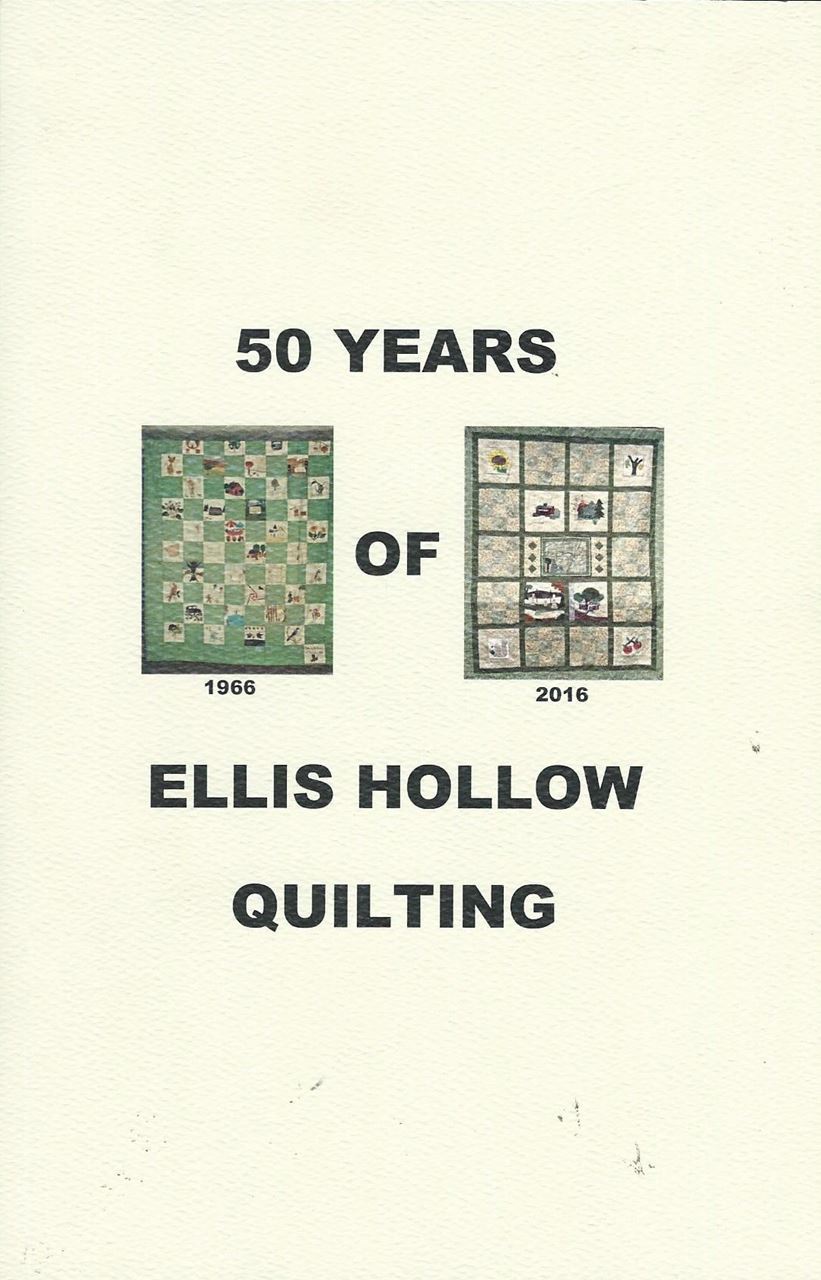 Cover of "50 YEARS OF ELLIS HOLLOW QUILTING" which features two small pictures of quilts.
