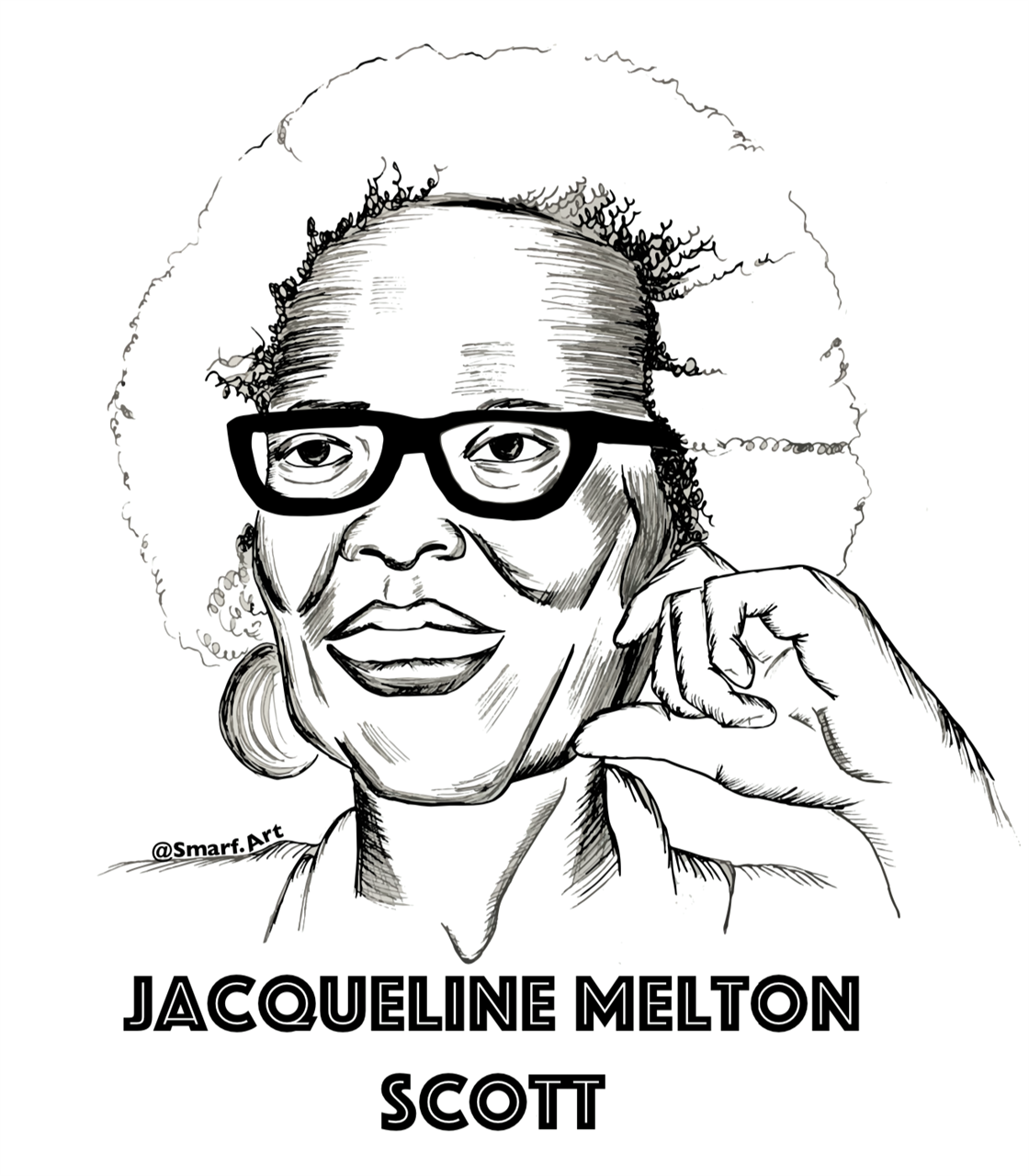 Jacqueline E. Melton Scott (1937-2019) was an activist and educator born and raised in Ithaca, New York. "Mama" Scott was a teacher and family liaison at Beverly J. Martin from 1997-2017. Artwork by Maryam Adib (SmarfArt).  