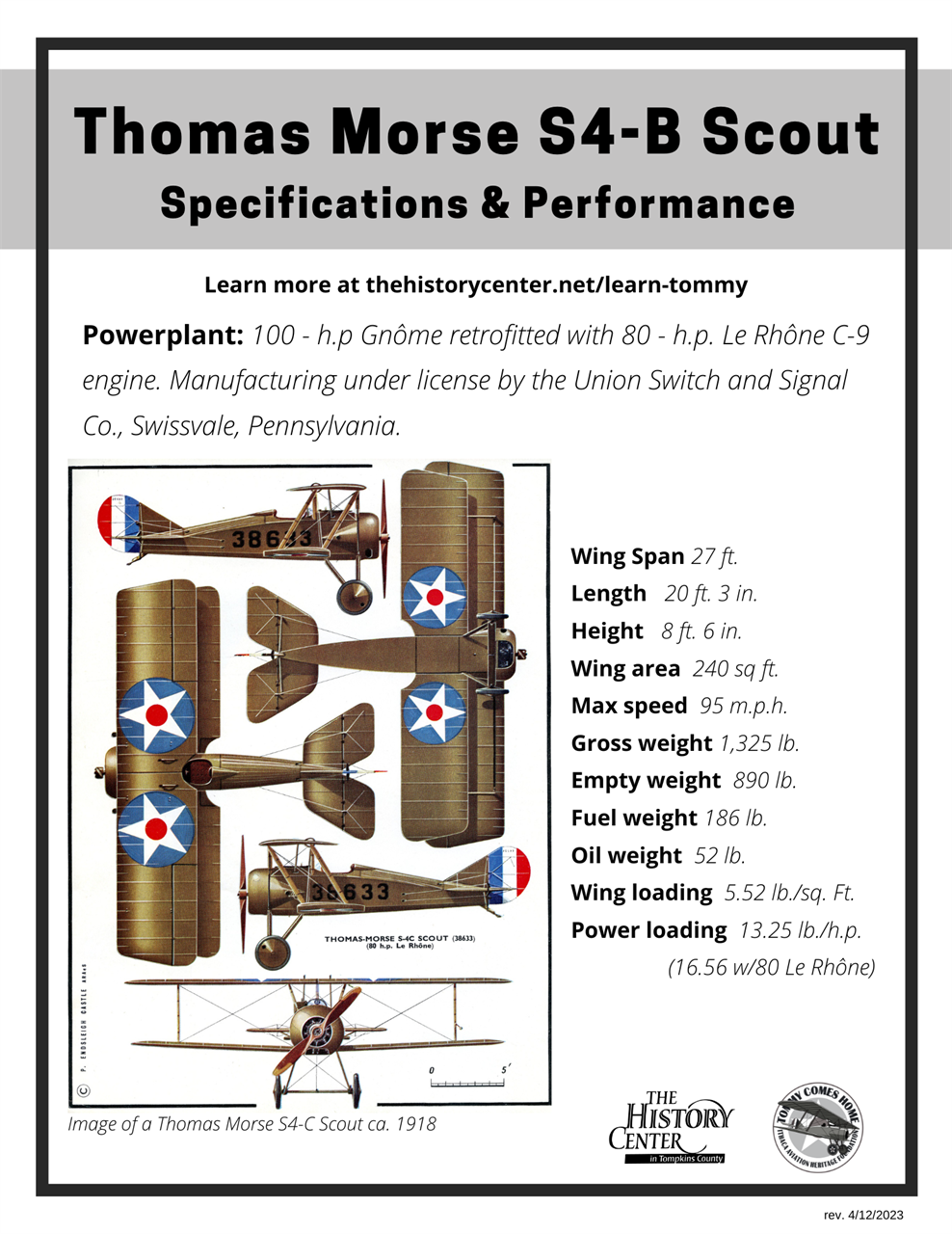 Thomas more scout plane specification and performance sheet