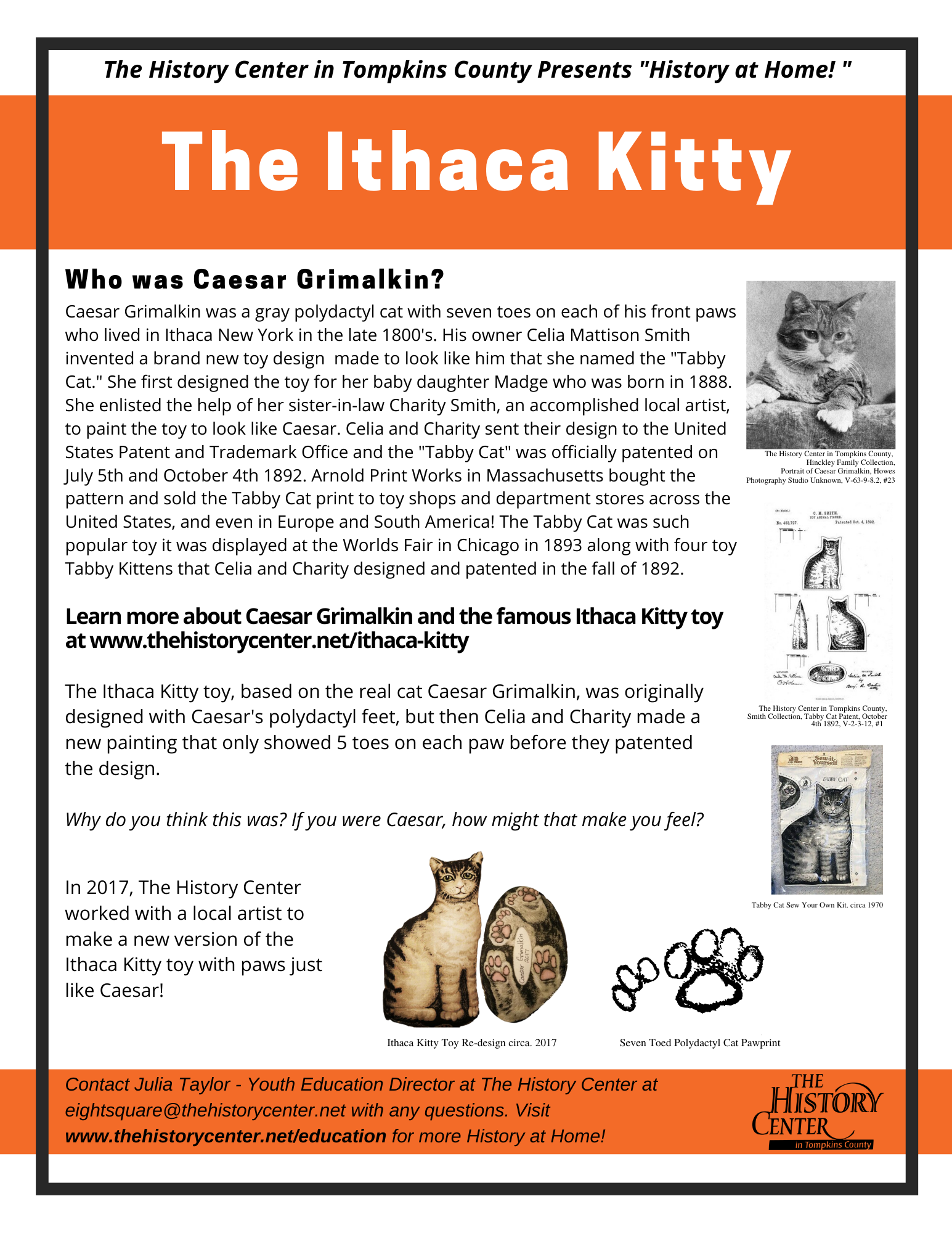 A link/image to a downloadable activity called "The Ithaca Kitty"