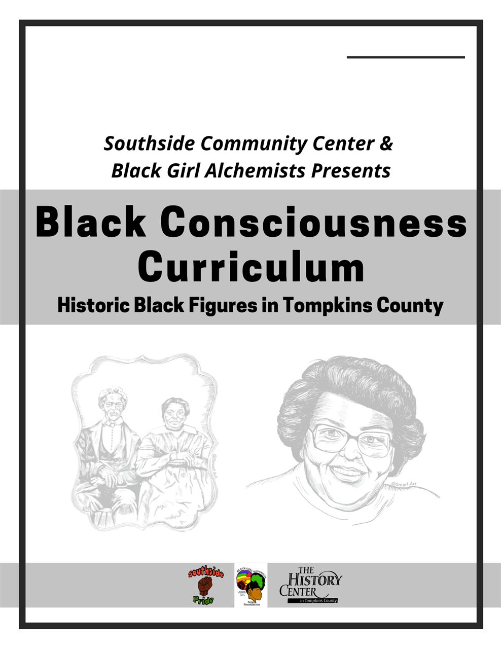 A link/image to a downloadable activity called "Black Consciousness Curriculum Historical Black Figures in Tompkins County"